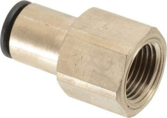 Legris - 3/8" Outside Diam, 3/8 NPT, Nickel Plated Brass Push-to-Connect Tube Female Connector - 290 Max psi - Benchmark Tooling