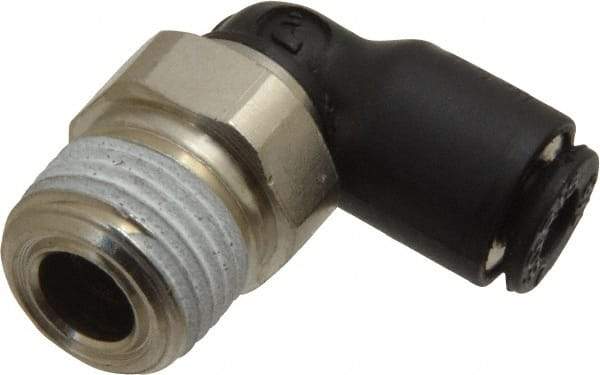 Legris - 1/8" OD, 1/8 NPT, Nylon/Nickel Plated Brass Push-to-Connect Male Elbow - 290 Max psi - Benchmark Tooling