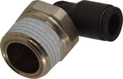 Legris - 1/4" OD, 3/8 NPT, Nylon/Nickel Plated Brass Push-to-Connect Male Elbow - 290 Max psi - Benchmark Tooling