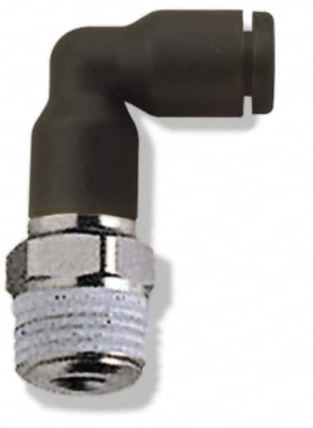 Legris - 5/32" OD, 1/4 NPT, Nylon/Nickel Plated Brass Push-to-Connect Extended Male Elbow - 290 Max psi - Benchmark Tooling