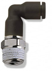 Legris - 5/32" OD, 1/4 NPT, Nylon/Nickel Plated Brass Push-to-Connect Extended Male Elbow - 290 Max psi - Benchmark Tooling