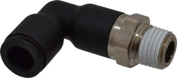 Legris - 3/8" OD, 1/4 NPT, Nylon/Nickel Plated Brass Push-to-Connect Extended Male Elbow - 290 Max psi - Benchmark Tooling