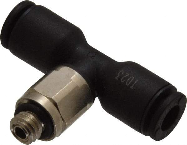 Legris - 5/32" OD, 10-32 UNF, Nylon/Nickel Plated Brass Push-to-Connect Male Branch Tee - 290 Max psi - Benchmark Tooling