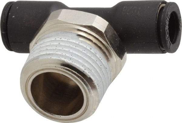 Legris - 1/4" OD, 3/8 NPT, Nylon/Nickel Plated Brass Push-to-Connect Male Branch Tee - 290 Max psi - Benchmark Tooling
