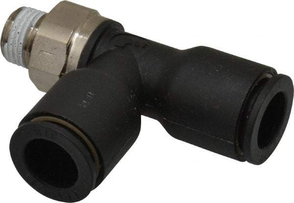 Legris - 3/8" OD, 1/8 NPT, Nylon/Nickel Plated Brass Push-to-Connect Male Run Tee - 290 Max psi - Benchmark Tooling