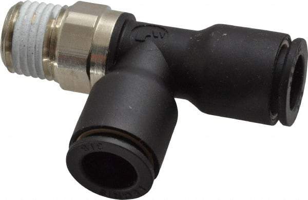 Legris - 3/8" OD, 1/4 NPT, Nylon/Nickel Plated Brass Push-to-Connect Male Run Tee - 290 Max psi - Benchmark Tooling