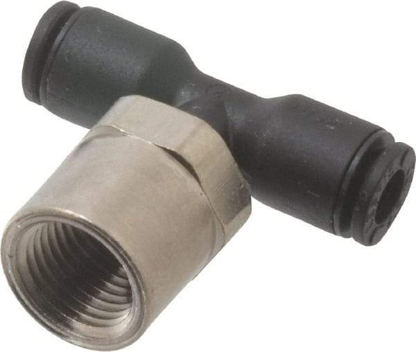 Legris - 5/32" OD, 1/8 NPT, Nylon/Nickel Plated Brass Push-to-Connect Female Branch Tee - 290 Max psi - Benchmark Tooling