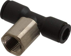 Legris - 1/4" OD, 1/8 NPT, Nylon/Nickel Plated Brass Push-to-Connect Female Branch Tee - 290 Max psi - Benchmark Tooling