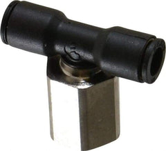 Legris - 1/4" OD, 1/4 NPT, Nylon/Nickel Plated Brass Push-to-Connect Female Branch Tee - 290 Max psi - Benchmark Tooling