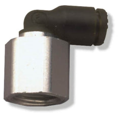 Legris - 5/16" OD, 1/8 NPT, Nylon/Nickel Plated Brass Push-to-Connect Female Elbow - 290 Max psi - Benchmark Tooling