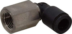 Legris - 1/4" OD, 1/8 NPT, Nylon/Nickel Plated Brass Push-to-Connect Female Elbow - 290 Max psi - Benchmark Tooling