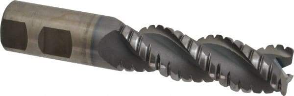 Cleveland - 1" Diam, Coarse Pitch, 3" LOC, 3 Flute Powdered Metal 0.06" Corner Radius Roughing End Mill - TiCN Finish, 5-1/2" OAL, 1" Shank Diam, Single End, Centercutting, 42° Helix - Benchmark Tooling