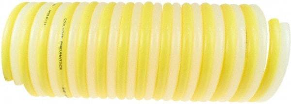 Coilhose Pneumatics - 3/16" ID, 50' Long, Yellow & Natural Nylon Coiled & Self Storing Hose - 230 Max psi, No Fittings - Benchmark Tooling