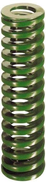 Dayton Lamina - 2-1/2" Hole Diam, 1-1/2" Rod Diam, 6" Free Length, Green Die Spring - 47.6 Lb Max Deflection, 2.39" Max Deflection, Light Duty, Chromium Vanadium Steel - Benchmark Tooling