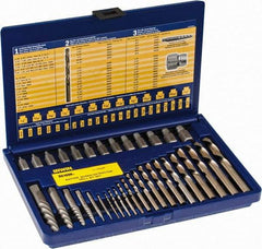 Irwin Hanson - 35 Piece Spiral Flute Screw Extractor & Drill Set - Screw Range 1/8 to 1/2" - Benchmark Tooling