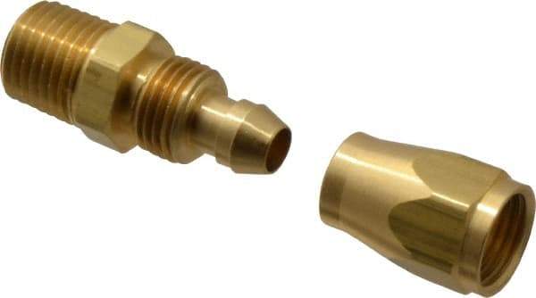 Coilhose Pneumatics - 1/4 NPT, Brass Reusable Hose Male Rigid - 1/4" Hose ID x 3/8" Hose OD - Benchmark Tooling