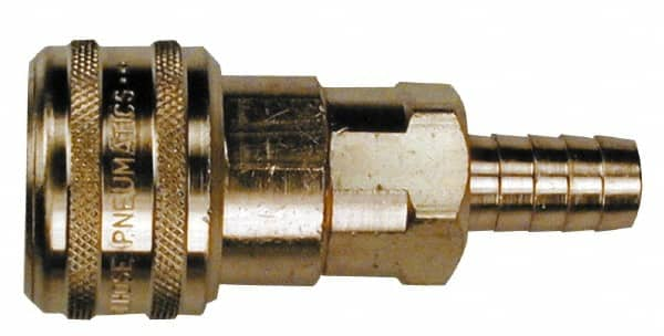 Coilhose Pneumatics - Lock-On Hose Barb Industrial Pneumatic Hose Coupler - Brass, 1/2" Body Diam, 1/2" Hose ID - Benchmark Tooling