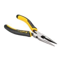 Stanley - 6-1/2" OAL, 2" Jaw Length x 11/16" Jaw Width, Long Nose Side Cutting Pliers - Serrated Jaw, Standard Head, Bi-Material Cushion Grip Handles - Benchmark Tooling