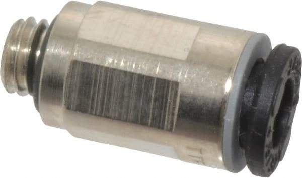Legris - 4mm Outside Diam, M5 x 0.8 Metric, Nickel Plated Brass Push-to-Connect Tube Male Connector - 290 Max psi - Benchmark Tooling