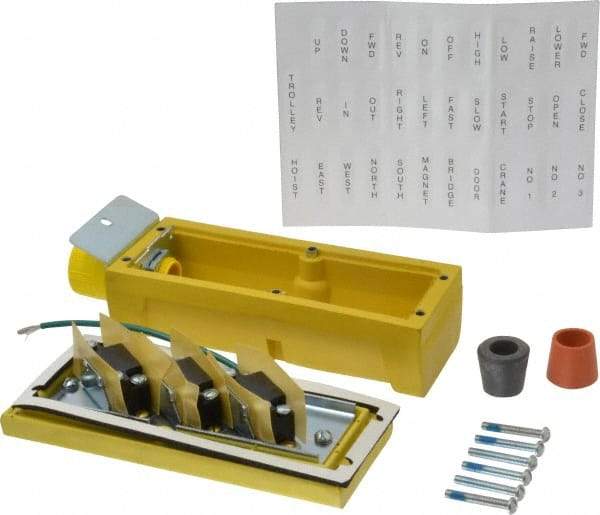 Woodhead Electrical - 3 Operator, Mushroom Head Pendant Control Station - No Legend, Momentary Switch, NO/NC Contact - Benchmark Tooling