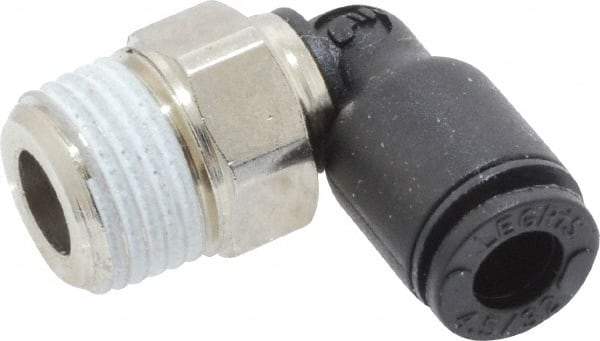 Legris - 5/32" OD, 1/8 BSPT, Nylon/Nickel Plated Brass Push-to-Connect Male Elbow - 290 Max psi - Benchmark Tooling