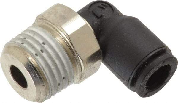 Legris - 6mm OD, 1/4 BSPT, Nylon/Nickel Plated Brass Push-to-Connect Male Elbow - 290 Max psi - Benchmark Tooling