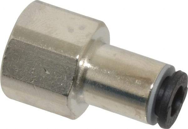 Legris - 4mm Outside Diam, 1/8 BSPP, Nickel Plated Brass Push-to-Connect Tube Female Connector - 290 Max psi - Benchmark Tooling