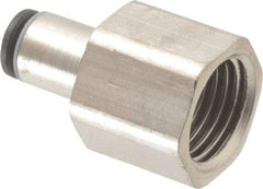 Legris - 4mm Outside Diam, 1/4 BSPP, Nickel Plated Brass Push-to-Connect Tube Female Connector - 290 Max psi - Benchmark Tooling