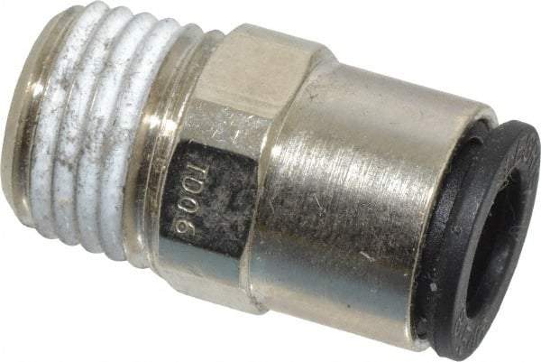 Legris - 5/16" Outside Diam, 1/4 BSPT, Nickel Plated Brass Push-to-Connect Tube Male Connector - 290 Max psi - Benchmark Tooling