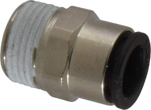 Legris - 10mm Outside Diam, 3/8 BSPT, Nickel Plated Brass Push-to-Connect Tube Male Connector - 290 Max psi - Benchmark Tooling
