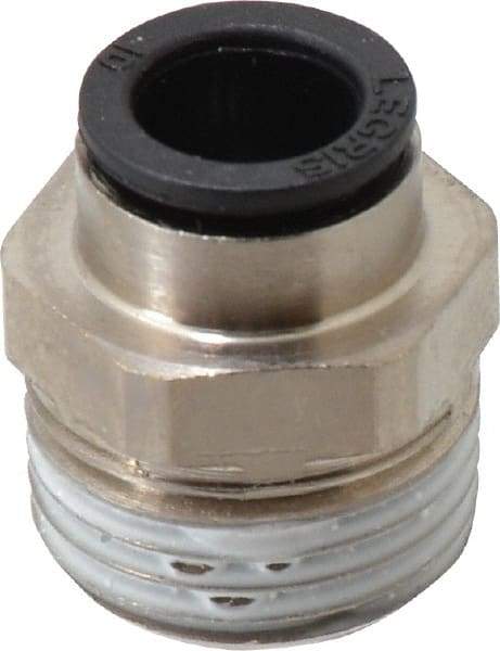 Legris - 10mm Outside Diam, 1/2 BSPT, Nickel Plated Brass Push-to-Connect Tube Male Connector - 290 Max psi - Benchmark Tooling