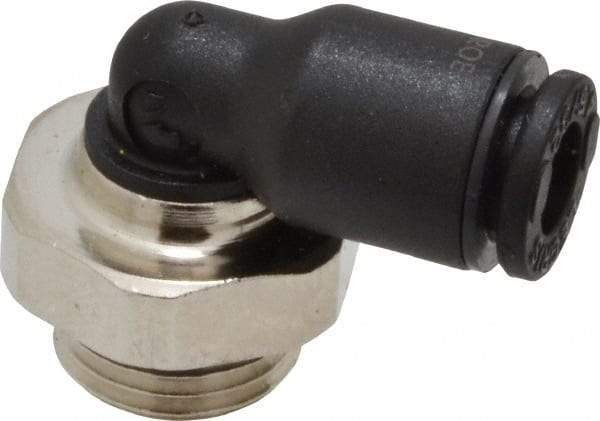 Legris - 4mm OD, 1/8 BSPP, Nylon/Nickel Plated Brass Push-to-Connect Male Elbow - 290 Max psi - Benchmark Tooling