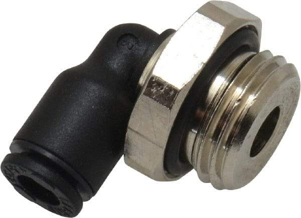 Legris - 4mm OD, 1/4 BSPP, Nylon/Nickel Plated Brass Push-to-Connect Male Elbow - 290 Max psi - Benchmark Tooling