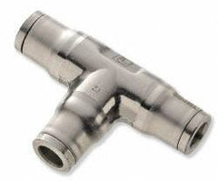 Legris - 12mm Outside Diam, Stainless Steel Push-to-Connect Union Tee - 435 Max psi, Tube to Tube Connection, FKM O-Ring - Benchmark Tooling