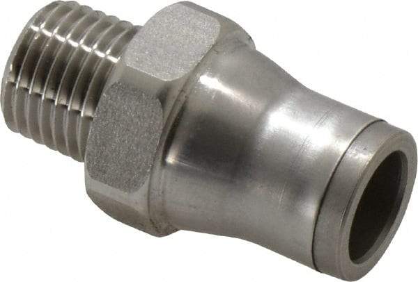 Legris - 10mm Outside Diam, 1/4 BSPT, Stainless Steel Push-to-Connect Male Connector - 435 Max psi, Tube to Male BSPT Connection, FKM O-Ring - Benchmark Tooling