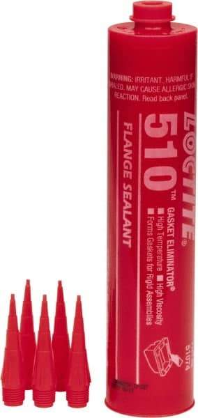 Loctite - 300ml 510 Gasket Eliminator Flange Sealant - -65 to 400°F, Red, Comes in Cartridge - Benchmark Tooling