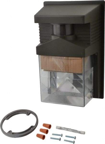 Heath/Zenith - 1 Head, 30 Ft. Detection, 180° Angle, Halogen Lamp Motion Sensing Light Fixture - 100 Watt, Plastic Bronze Housing, Wall, Eave Mounted, 5-1/2 Inch Long x 7.6 Inch Wide x 11 Inch High - Benchmark Tooling