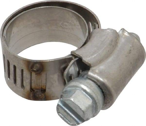 IDEAL TRIDON - SAE Size 6, 1/2 to 7/8" Diam, Stainless Steel Shielded Worm Drive Clamp - Material Grade 201, Series 613 - Benchmark Tooling