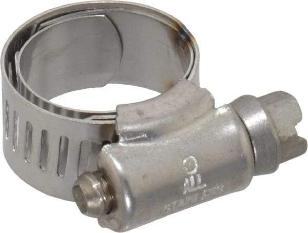 IDEAL TRIDON - SAE Size 6, 1/2 to 7/8" Diam, Stainless Steel Shielded Worm Drive Clamp - Material Grade 301, Series 615 - Benchmark Tooling