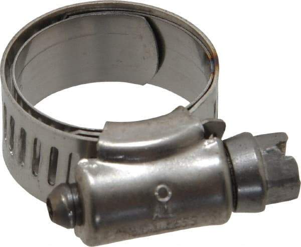 IDEAL TRIDON - SAE Size 8, 5/8 to 1" Diam, Stainless Steel Shielded Worm Drive Clamp - Material Grade 301, Series 615 - Benchmark Tooling