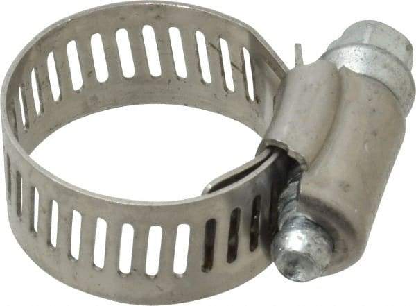 IDEAL TRIDON - SAE Size 10, 9/16 to 1-1/16" Diam, Stainless Steel Worm Drive Clamp - 1/2" Wide, Material Grade 201, Series 611 - Benchmark Tooling