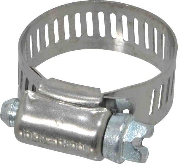 IDEAL TRIDON - SAE Size 12, 9/16 to 1-1/4" Diam, Stainless Steel Worm Drive Clamp - 1/2" Wide, Material Grade 201, Series 611 - Benchmark Tooling