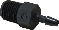Made in USA - 1/8" Barb, 1/8, Nylon Single Barbed Tube Adapter - Black, Male - Benchmark Tooling
