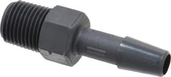 Made in USA - 1/4" Barb, 1/4, Nylon Single Barbed Tube Adapter - Black, Male - Benchmark Tooling