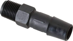 Made in USA - 3/8" Barb, 3/8, Nylon Single Barbed Tube Adapter - Black, Male - Benchmark Tooling