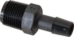 Made in USA - 3/8" Barb, 3/8, Nylon Single Barbed Tube Adapter - Black, Male - Benchmark Tooling