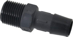 Made in USA - 1/2" Barb, 1/2, Nylon Single Barbed Tube Adapter - Black, Male - Benchmark Tooling