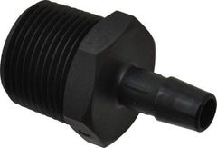 Made in USA - 3/8" Barb, 3/8, Nylon Single Barbed Tube Adapter - Black, Male - Benchmark Tooling