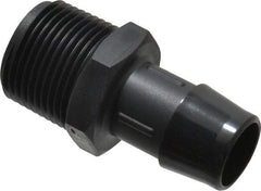 Made in USA - 3/4" Barb, 3/4, Nylon Single Barbed Tube Adapter - Black, Male - Benchmark Tooling