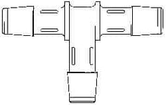 Made in USA - 5/8" Barb, Polypropylene Single Barbed Tube Tee - Natural - Benchmark Tooling